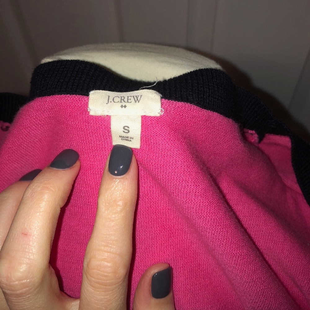 J Crew Pink and Navy Colorblock Cardigan - Picture 6 of 6
